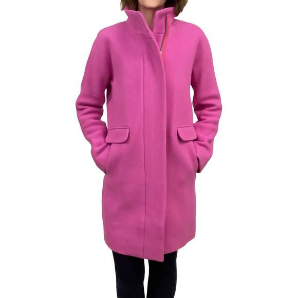 J.Crew TALL Cocoon Coat in Italian Stadium Cloth Sz 2T New $375 Dahlia Pink Wool - Picture 2 of 10